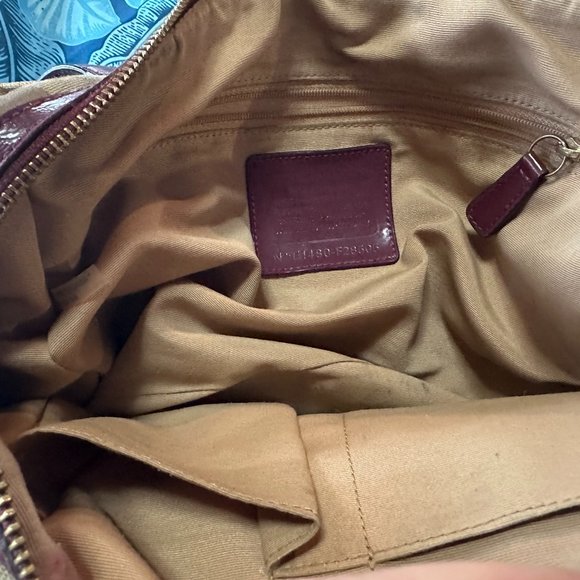 Coach Monogram Signature Canvas Satchel Beige & purple - Picture 4 of 4